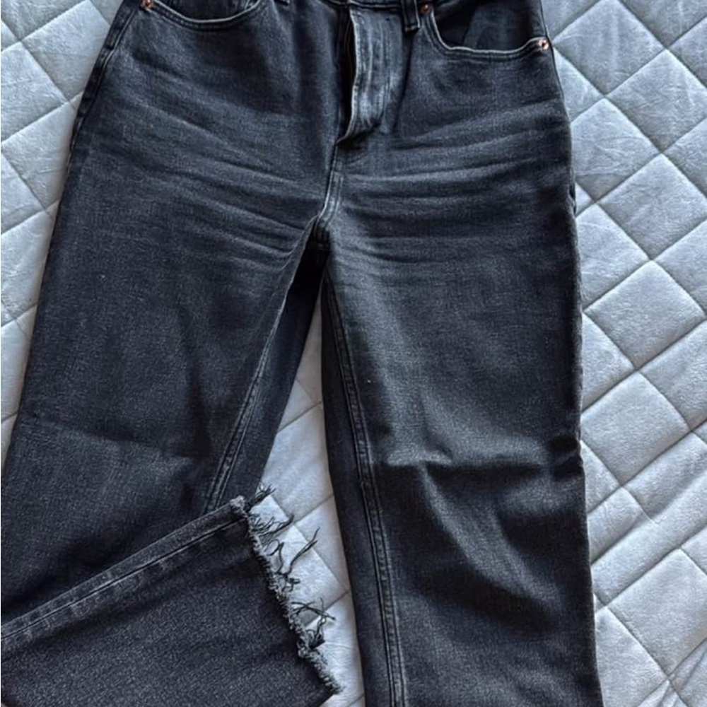 Abercrombie & Fitch Charcoal Frayed Hem Jeans